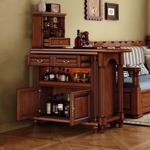 Meuble de bar en bois massif de style américain, extensible, avec cloison d'angle, servant de buffet de canapé, de bar à café, de meuble de salle à manger et de rangement d'entrée - Product Image 2