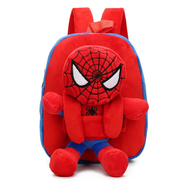 3D Cartoon Hero Kindergarten Plush Backpack Superman Spiderman Kids Toddler School Bags For Boys Girls