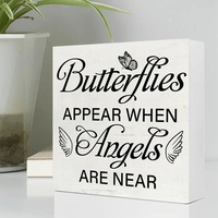 Plaque de table en PVC Aile d'ange papillon 5x5 pouces, imprimée UV, style minimaliste et apaisant, signe inspirant pour la maison et la chambre