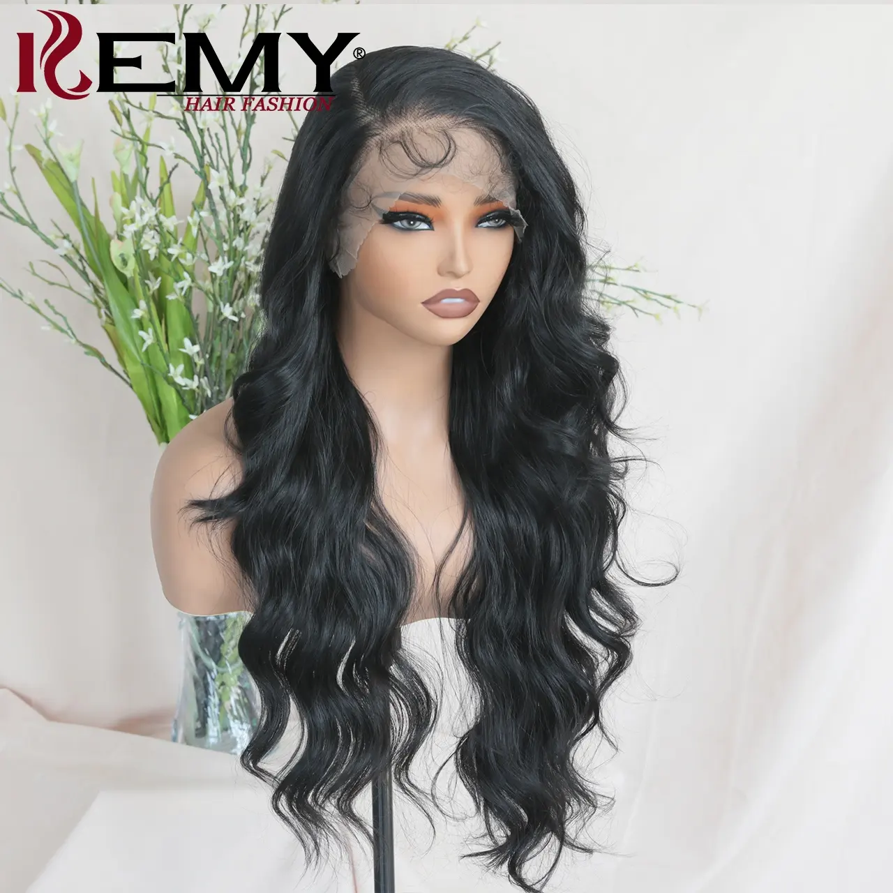 KEMY HAIR-Perruque synthétique de luxe 13*6 HD Loose Wave avec dentelle frontale, couleur mélangée, résistante à l'ouïe, pour femmes noires