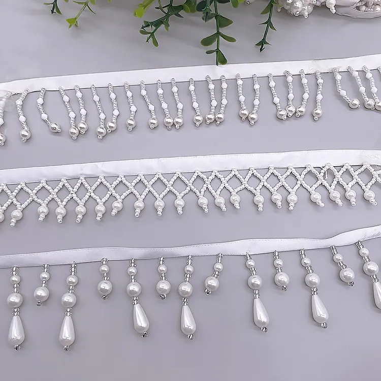 Cuentas de perlas para decoración de diamantes de imitación, adorno de flecos