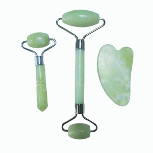 ชุดหินหยกซิ่วหยานสำหรับนวดหน้า 3 in 1 ชุดลูกกลิ้งหยกและกัวซา - Product Image 1