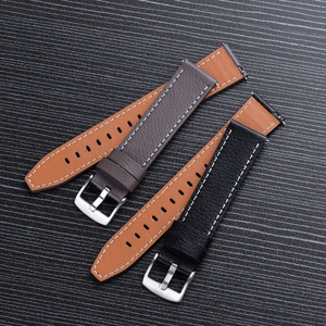 Correa de reloj de cuero genuino de lujo al por mayor de fábrica, correa de piel de vaca con textura granulada de liberación rápida para reloj de pulsera para hombre - Product Image 1