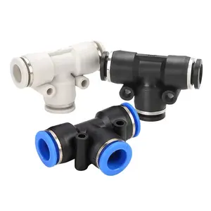 ZM 0293 3 way PE pneumatic fitting for air hose push in fitting quick coupling T type pipe fitting