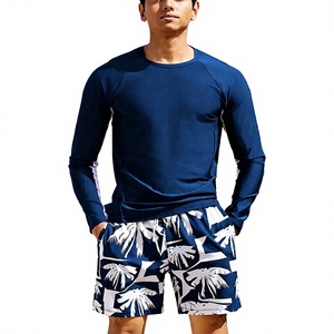 Ensemble de maillot de bain 2 pièces pour homme, chemise à manches longues décontractée respirante et short pour l'été - Product Image 1