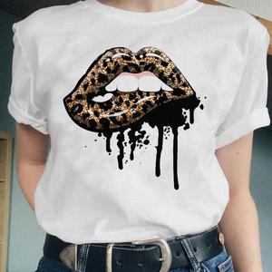 Mujeres O cuello Top Sexy creativo <span class=keywords><strong>de</strong></span> gran tamaño <span class=keywords><strong>de</strong></span> la chica impresa desgaste Casual suelta <span class=keywords><strong>de</strong></span> talla grande <span class=keywords><strong>de</strong></span> manga corta <span class=keywords><strong>Kiss</strong></span> Lip gráfico camiseta - Product Image 2