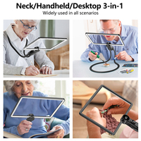 Rechargeable LED Neck Magnifier 5X Hands-Free Screen Magnifier with Dimmable Light for Low Vision