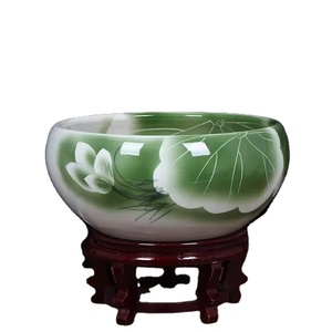 Lavabos de comptoir flottants en céramique moderne pot de lavabo pour salle de bain pour projet d'hôtel à fleurs vertes - Product Image 1