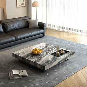 Tavolino da Caffè Quadrato in Marmo di Lusso Moderno Minimalista Italiano YOUTAI, Articolo Popolare - Product Image 3