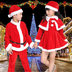 <b>Christmas</b> Costumes For Boys And Girls Santa Claus Sets <b>Childrens</b> Performance <b>Outfits</b> Red With White Trim Fall 2021 - Product Image 1