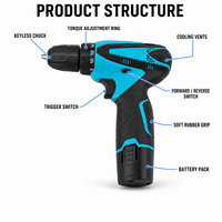 HIERKIN Moteur de brosse sans fil 30 Nm de couple élevé, outil de perçage, perforateur, boîtier de stockage de cellules, équipement de quincaillerie motorisé