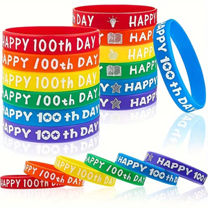 Bracelet commémoratif 100 Jours – Cadeau de fête <span class=keywords><strong>pour</strong></span> garçons et filles – Bracelet décoratif <span class=keywords><strong>pour</strong></span> la rentrée <span class=keywords><strong>des</strong></span> classes - Product Image 1