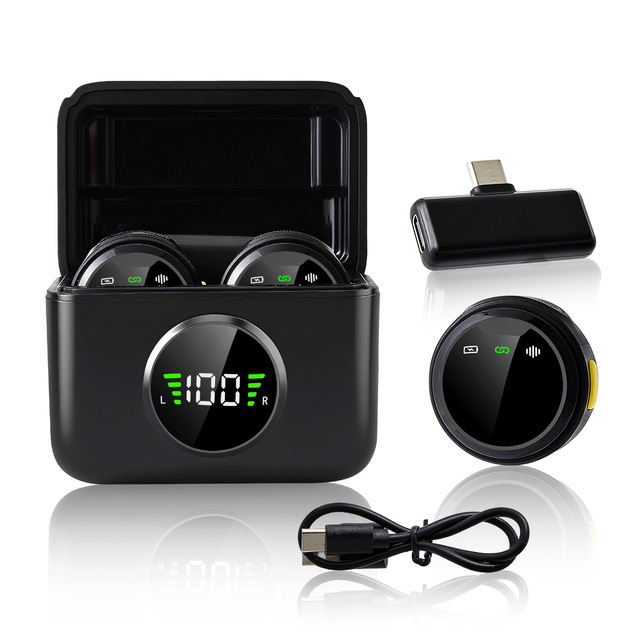 SX81 Type-C Smart Noise-Canceling Microphone 2.4G Wireless Technology for Two-Person Live Stream Video Live Streaming