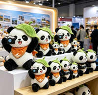 Peluche Panda Personnalisée avec Chapeau Feuille Mignon, Personnage de Dessin Animé, Poupée en Peluche pour Cadeaux d'Enfants, Vente en Gros