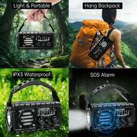 Alecter APH-SR15 Multifunktionales Notfall-Kurbelradio Solarbetrieben Typ-C NOAA Wetter AM/FM/SW Empfänger Tragbare Stromversorgung ABS