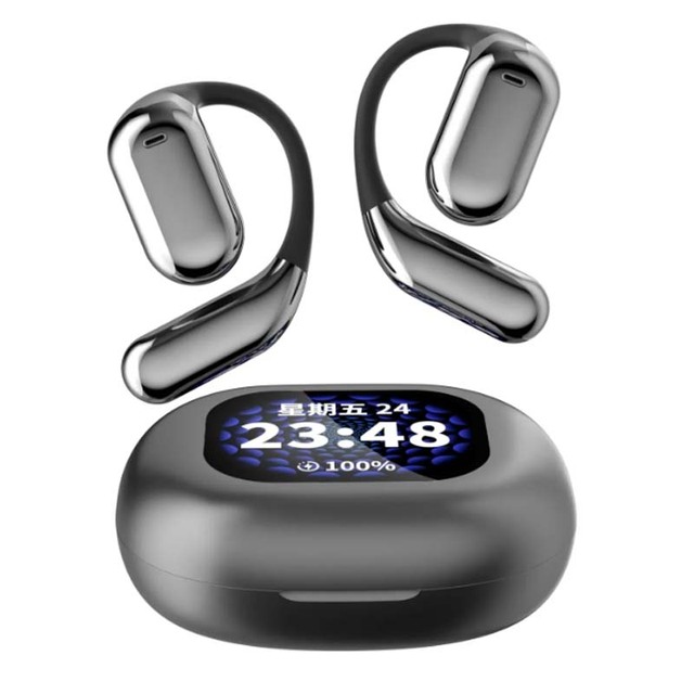 Q16 Pro Earphones LCD Touch Screen OWS Earbuds Open Earhook Earbuds V5.4 Noise Cancelling Wireless Earphones
