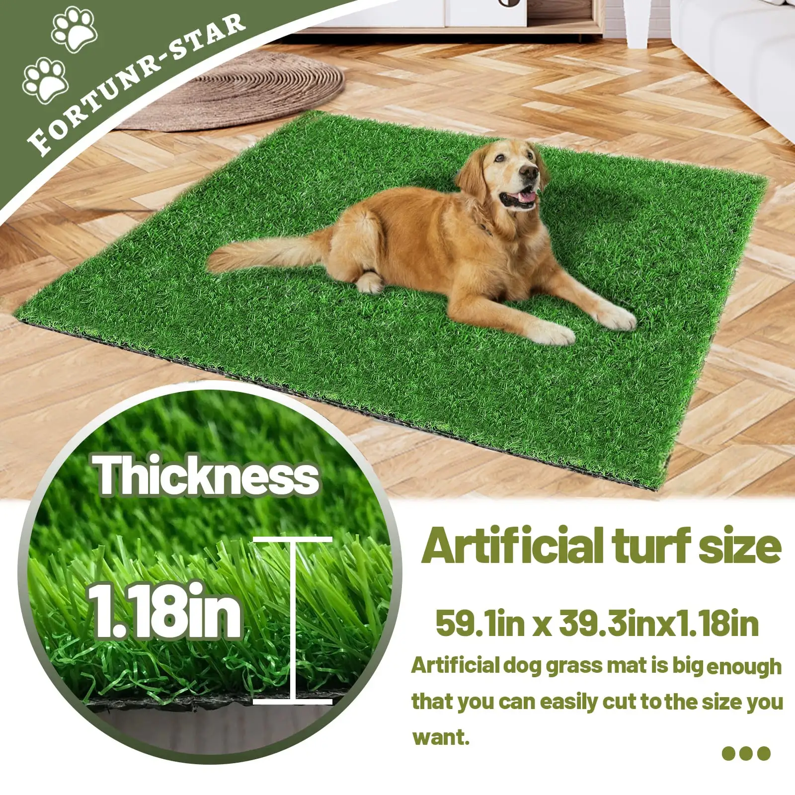 Turf Dog Potty for Indoor Outdoor Easy to Clean Reusable Artificial grass pad for dog Professional Potty Training
