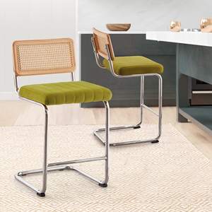 <span class=keywords><strong>Tabouret</strong></span> <span class=keywords><strong>de</strong></span> <span class=keywords><strong>Bar</strong></span> moderne en velours avec dossier en rotin, <span class=keywords><strong>vert</strong></span> <span class=keywords><strong>Olive</strong></span>, haute qualité, vente en gros - Product Image 6