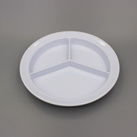 Assiette à collation pour enfants fabriquée en usine, en mélamine, à trois compartiments, non toxique, style moderne et simple