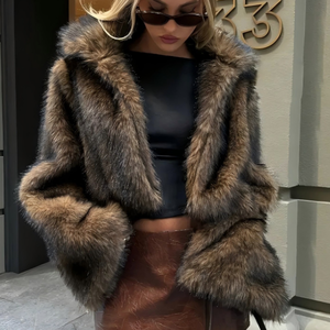 <span class=keywords><strong>Manteau</strong></span> d'hiver épais et chaud pour femme, style vintage, <span class=keywords><strong>kaki</strong></span> ambre, coupe courte, décontracté, coupe-vent, en polyester, à revers, avec fausse fourrure - Product Image 2