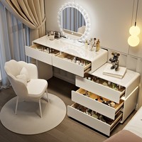 Coiffeuse Pratique et Compacte avec Lumière d'Ambiance, Rangement Cloisonné, Idéale pour Petits Espaces