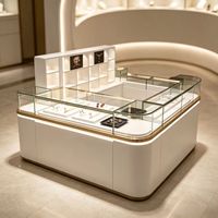GZowin Schmuckvitrine mit Schloss, LED-Beleuchtung, umweltfreundlichem Design – anpassbare Farben für Theken- und Kioskdisplays im Einzelhandel