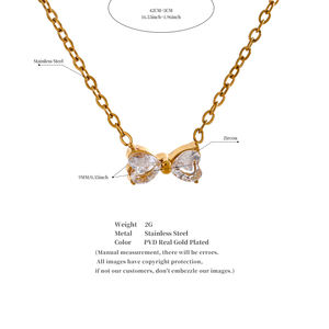 Kalung Liontin JINYOU 3848 dengan Zirkonia Kubik Berkilau Model Pita yang Anggun dan Trendi untuk Wanita, Rantai Anti Karat, Perhiasan Premium - Product Image 6