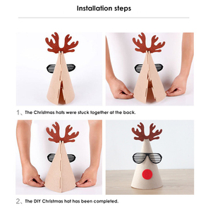 Chapeau de Père Noël personnalisé en gros, en tissu non tissé, fait main, pour enfants, en feutre, motif dessin animé, décoration de Noël - Product Image 6