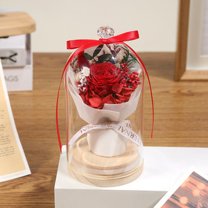 Rosas Preservadas en Cúpula de Cristal, Decoración Creativa para Interiores, Ramo de Regalo para Bodas y Cumpleaños, Venta al por Mayor, Luces LED - Product Image 5