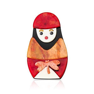 Broches Matryoshka acryliques à la mode personnalisées belle petite fille Badges <span class=keywords><strong>broche</strong></span> broches pour ami Souvenirs cadeau - Product Image 3