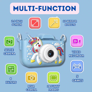 Appareil photo pour enfants à capteur CMOS pas cher avec objectif grand angle 160° HD, zoom 8x, écran 2,0 pouces, filtre et MP3 pour filles et enfants - Product Image 5