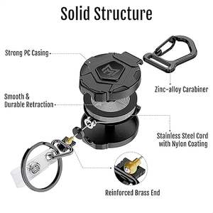 El Cable de carrete retráctil se extiende lo suficientemente cómodamente, cable de acero, carrete de identificación táctico para mosquetón, soporte para insignia, accesorios para bolsa DIY - Product Image 4