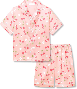Pigiami estivi da bambina estivi nuovi arrivi pigiami in raso per bambine piccoli e grandi set di abbigliamento per bambini con stampa carina - Product Image 3