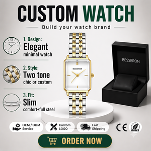 Reloj de Cuarzo Personalizado BESSERON, Caja Rectangular de Acero Inoxidable de 28 mm, Esfera Analógica, Reloj de Moda para Mujer, Regalo para Dama de Fábrica con Certificación CE - Product Image 2