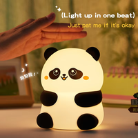 Mini lampe de nuit LED USB en forme de panda avec commande tactile et télécommande, lampe de chevet pour chambre à coucher, alimentée par piles