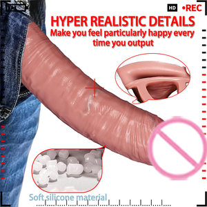 Удлинитель для пениса, утолщенный, десенсибилизирующий, для увеличения члена, реалистичный, из жидкого силикона, презерватив, задерживающий эякуляцию, <span class=keywords><strong>100%</strong></span> водонепроницаемый, товар для взрослых. - Product Image 3