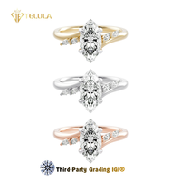de bagues de fiançailles en Moissanite 2ct coupe poire S925 bagues en Moissanite en argent Sterling bijoux bague Moissanite