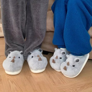 XIXIXITIAO pantoufles en peluche de haute qualité pour hommes et femmes 3D mignon rhinocéros maison chaussures hiver filles chaud fourrure chaussures - Product Image 6