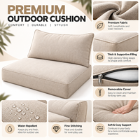 Coussin de patio beige tissé, résistant aux intempéries, avec mousse ferme et drainage de l'eau, doux, confortable, soutien optimal, coutures fines, respirant, confort durable