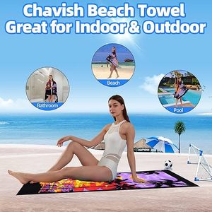 Telo Mare Oversize in Microfibra Anti-Sabbia ad Asciugatura Rapida con Stampa Tramonto e Palme Tropicali, Personalizzabile per Viaggi, Piscina e Spiaggia - Product Image 6