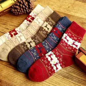 Socke fabrik Frauen Herren Nordic Weihnachten Winter Warm Weihnachten Santa Claus Deer Drucken Baumwolle Socken