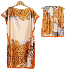 ชุดเดรสยาวผ้าไหมแอฟริกันขายดีข้ามพรมแดน ลายสีตัดกัน จากโรงงานต้นแบบ - Product Image 3