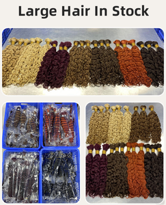 18 Inch Pre <b>Stretched</b> Curly Human Hair Bulk Double Drawn Virgin Braiding Extensions <b>Machine</b> Double Weft - Product Image 6