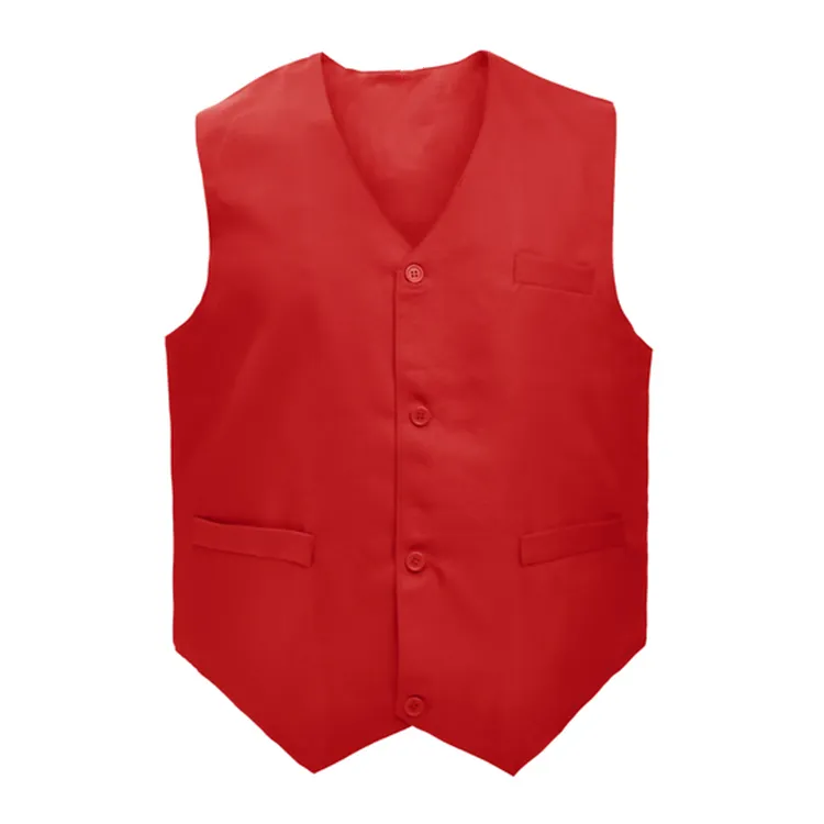 Gilet da uomo LF personalizza gilet uniforme promozionale bottone da supermercato gilet da lavoro economici con tasche