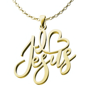 Collar de Acero Inoxidable con la Frase 'I <span class=keywords><strong>Love</strong></span> Jesus' - Product Image 5