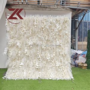 Panneaux muraux de fleurs artificielles en soie ZKAI OEM, luxueux et magnifiques, roses bleues 3D, pour toile de fond de mariage - Product Image 5