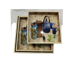 Tablero de MDF con acabado esmaltado, juego de bandeja de servicio de forma Rectangular de 3 uds. Para bandeja de servicio de comida de té y mesa de restaurante, uso decorativo - Product Image 1