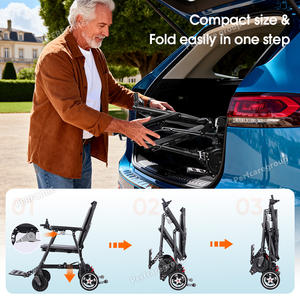Silla de ruedas eléctrica ligera de fibra de carbono, silla de ruedas plegable para movilidad de ancianos, silla de ruedas para discapacitados con batería de 15AH - Product Image 3