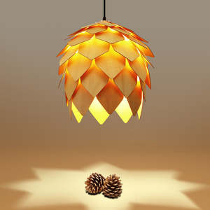 Pine Cone Wooden Hanging <b>Chandelier</b> Home Dining Room Decor Nordic Wood Timber Pendant Lights - Product Image 2