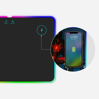Tapis de souris LED RGB personnalisé de grande taille avec logo imprimé, chargeur sans fil USB 15W, tapis de bureau en caoutchouc pour le jeu